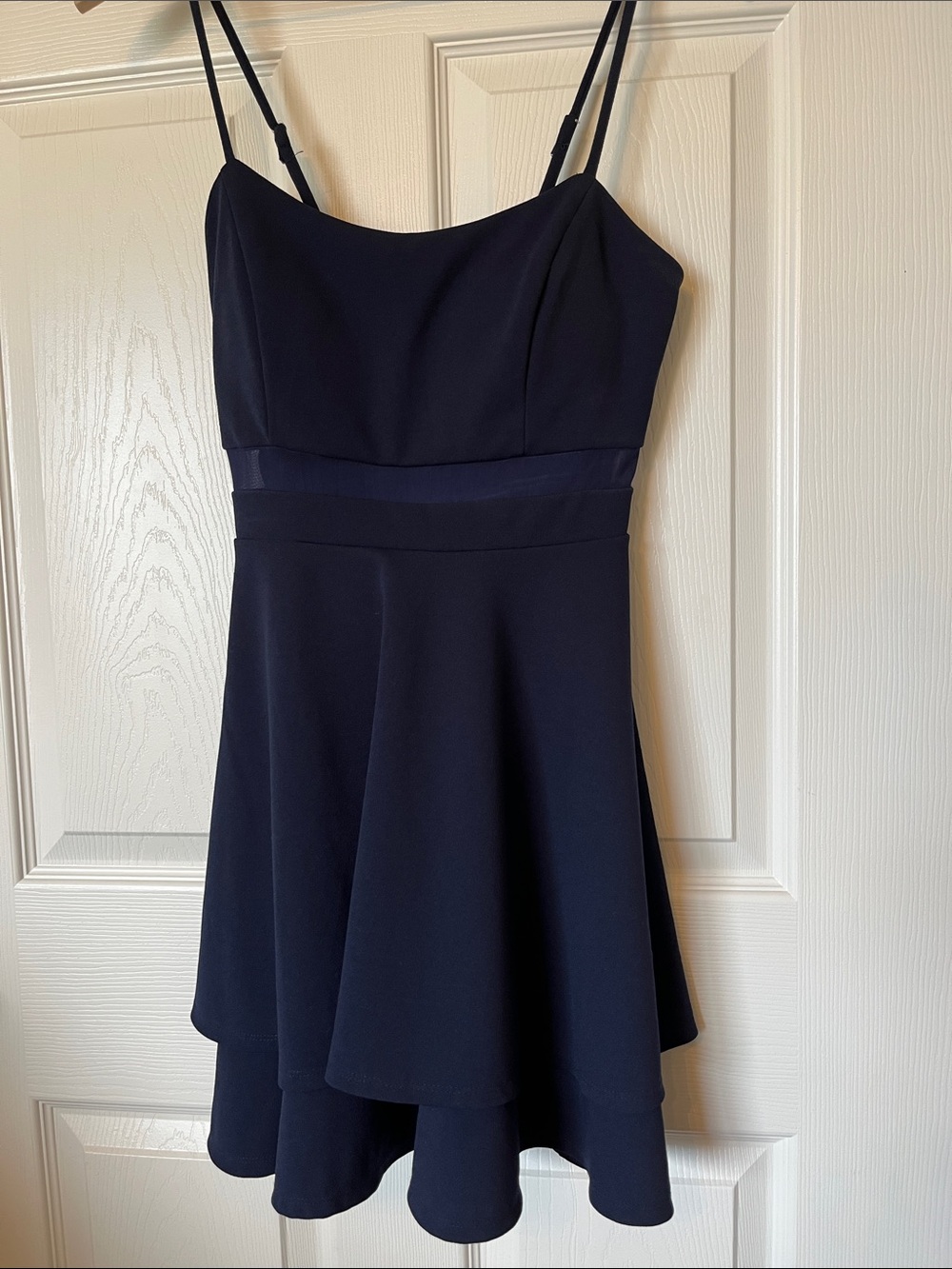 Navy Spaghetti-Strap Fit & Flare Dress